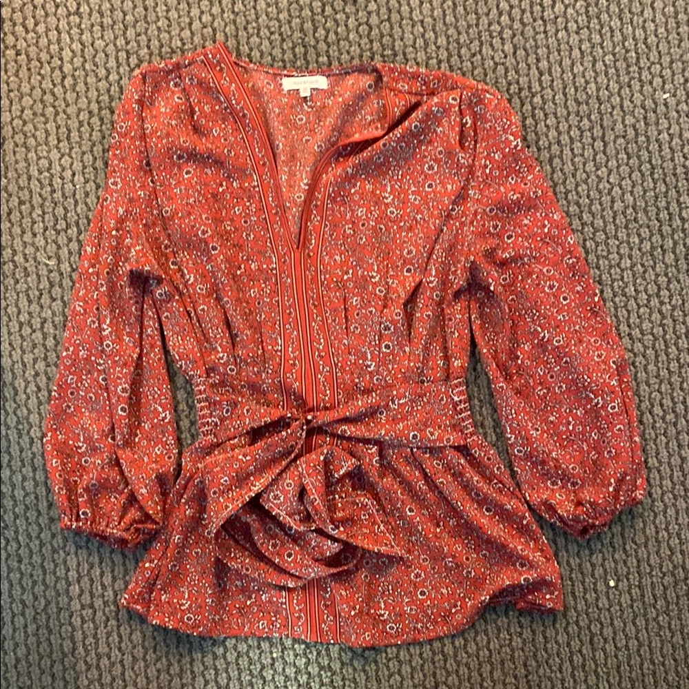 Max Studio Red Floral Women's Top